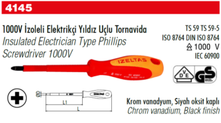 6 x100 İzoleli Elektrikçi Yıldız Uçlu Torn.1000V