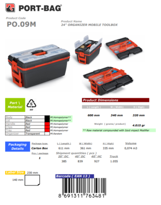 24" PORT-BAĞ ORG.TK.ÇANT.B KAL.MOBİL P.O-09M
