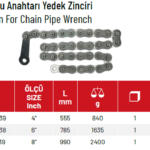 8" ZİNCİRLİ BORU ANAHTARI YEDEK ZİNCİR İZELTAŞ