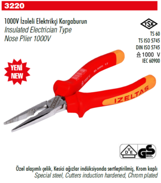200 mm İzoleli Elektrikçi Kargaburnu 1000V İzeltaş