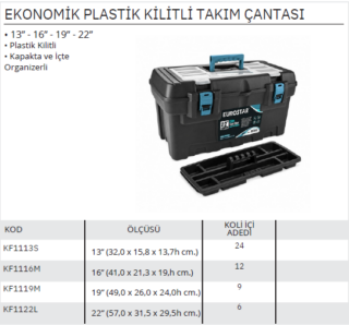 EUROSTAR METAL KİLİTLİ 16" EKO TAKIM ÇANTASI