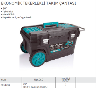EUROSTAR METAL KİLİTLİ 26"TEKERLEKLİ TAKIM ÇANTASI